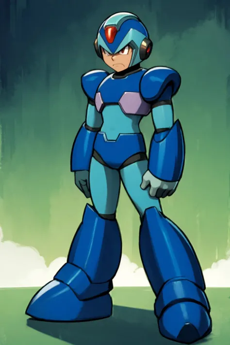 best quality, solo, mature male focus, Standing, <lora:X_MegaMan_X_V-08:1> x_megamanx, angry