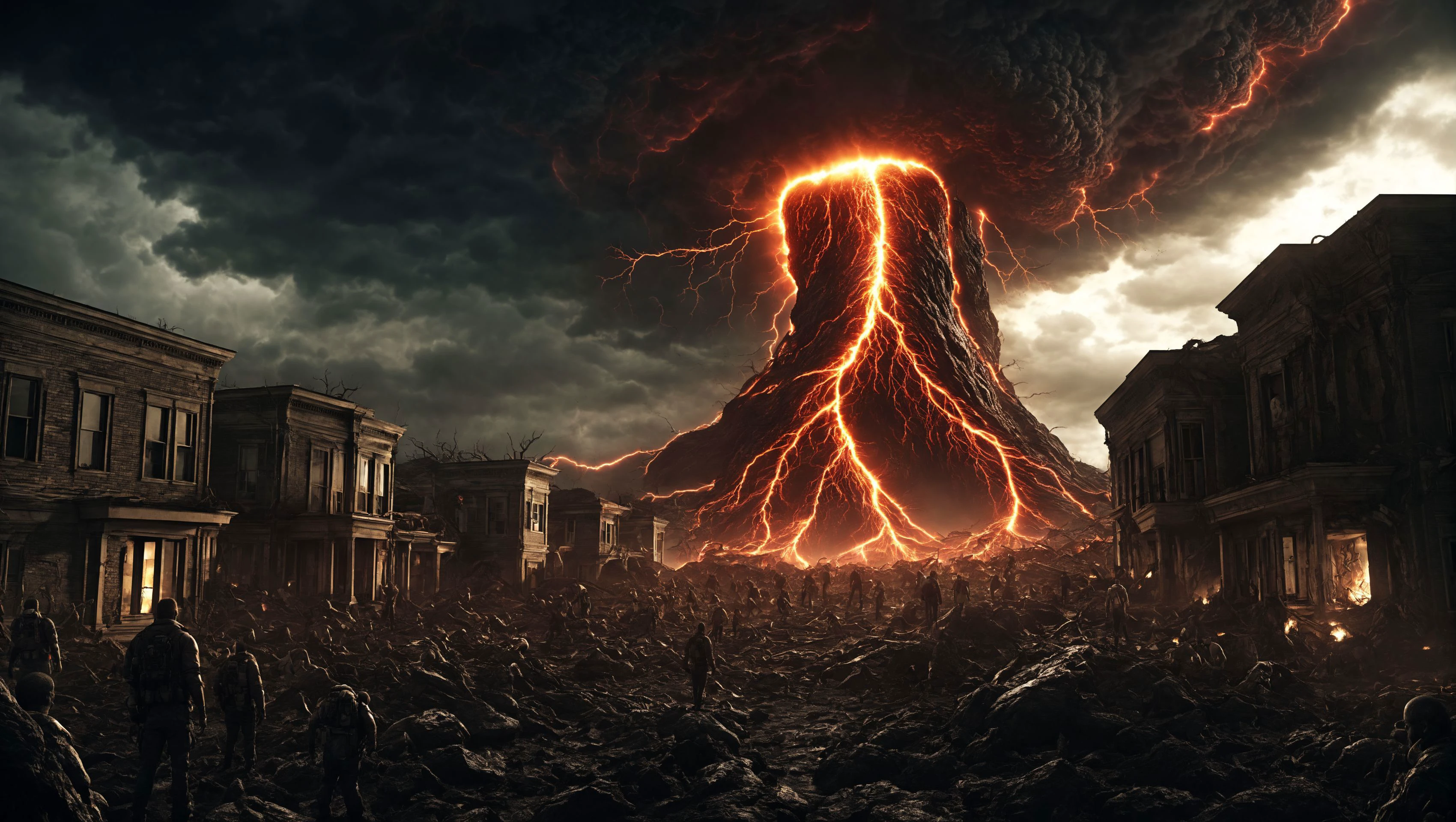 Imagine a world devastated by an apocalyptic event where extreme weather, such as shifting magnetic storms ,interdimensional weather rifts ,electromagnetic anomalies ,unquenchable lava flows ,electrified tornadoes , ravages the land. In this nightmarish reality, survivors must protect their communities from elemental threats . As they struggle to endure the relentless meteorological chaos, they will encounter secret underground societies , while making strategic alliances . Explore the emotions of desperation, adaptability, and the resilience of humanity in a world forever reshaped by catastrophic weather.
(photorealism, photorealistic, detailed faces, intricate details, 8k)
<lora:add-detail-xl:2> <lora:sdxl_offset_example_v10:1> <lora:xl_more_art-full_v1:0.5>