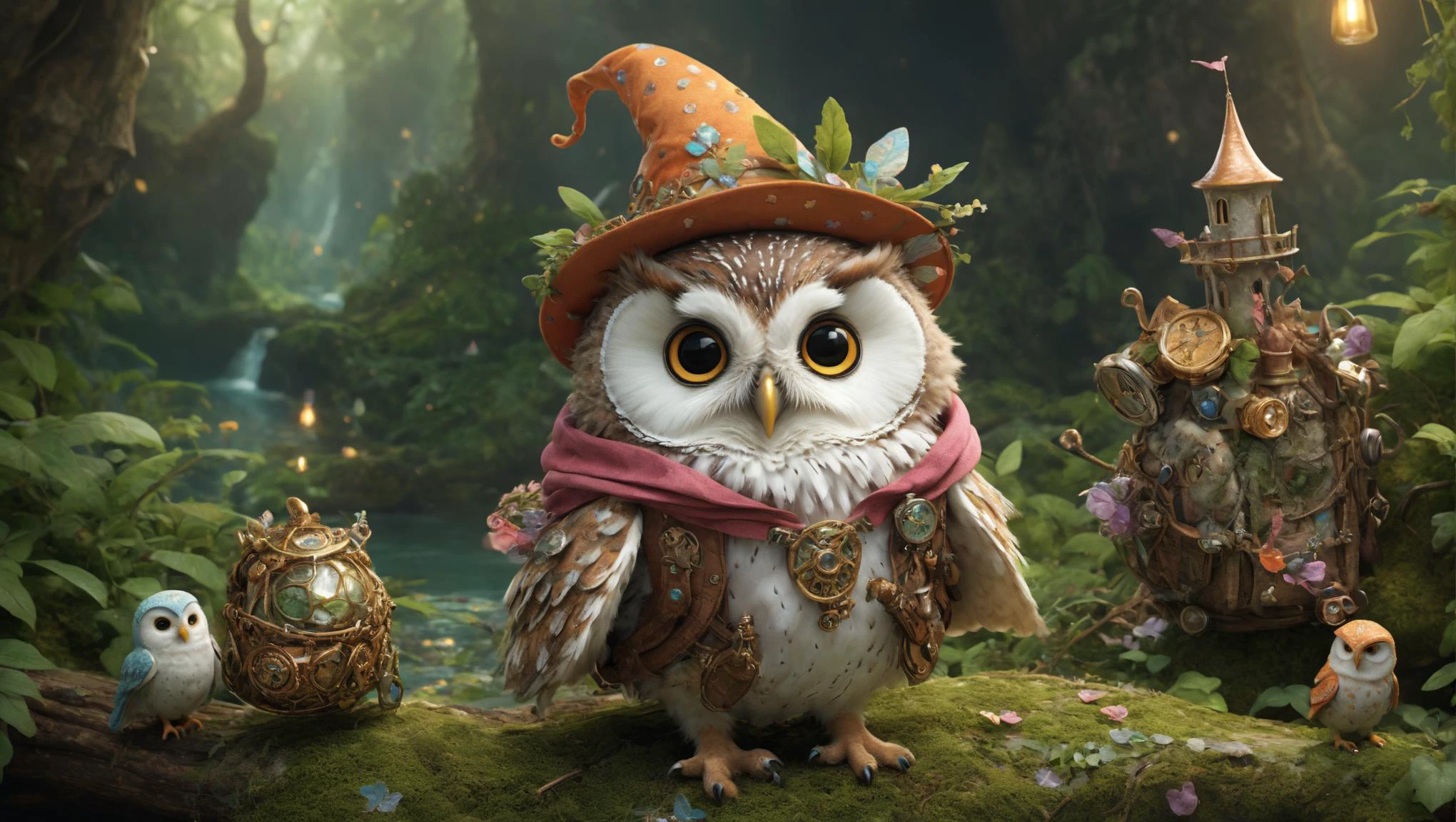 Visualize a cute animal, a whimsical owl adorably dressed as a fantasy character. This little adventurer embarks on a journey through a fantastical world, filled with wonder and enchantment.
The cute animal is adorned in a whimsical fairy costume .
As the adventure unfolds, your imagination is the limit. Choose the setting for this adventure from a treacherous, pirate-infested island .
The cute animal's adventure could include meeting magical creatures and making new friends .
This charming journey weaves together the endearing presence of the cute animal with the grandeur of a fantasy adventure, creating a captivating and heartwarming tale that celebrates the spirit of discovery and courage in the face of the unknown
(photorealism, photorealistic, detailed faces, intricate details, 8k)
<lora:add-detail-xl:2> <lora:sdxl_offset_example_v10:1> <lora:xl_more_art-full_v1:0.5>