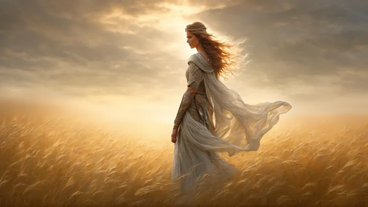 full body portrait,
1girl, the goddess Freya standing in the fast fields of folkvang,
masterpiece, intricate details, very detailed, high quality, dramatic light,