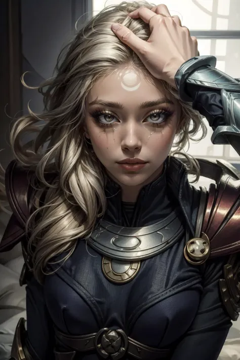 (masterpiece, best quality), intricate details,
<lyco:GoodHands-beta2:0.8>
1girl, <lora:Diana_LOL:0.8> diana \(league of legends\), 1girl, bodysuit, armor, makeup, white hair,
<lora:HeadpatPOV:0.8> HeadpatPOV, pov, headpat, <lora:RuinedMakeup_v0.1:0.8> ruined makeup, crying,
