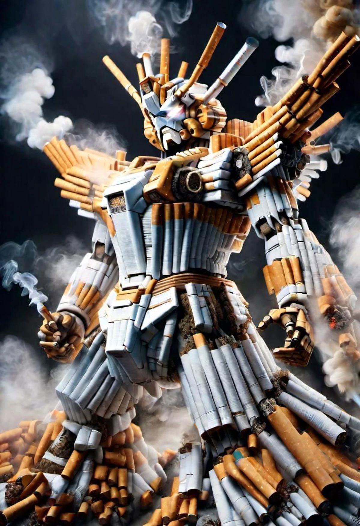 ral-cigarette, 8K, GUNDAM, dynamic pose, 10 heads tall, depth of field