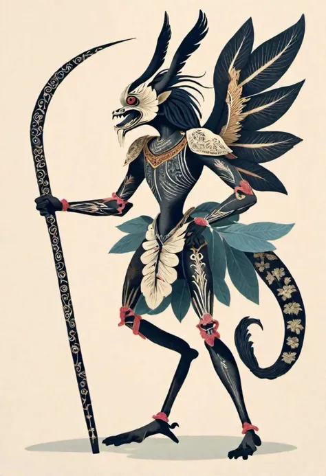 Haida voynich wayang, minimalist photorealistic character