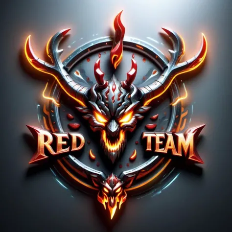 Logo Design of SFW, large fonts, ("red team" text logo:1.1), (red and orange as logo color), metallic, robotic, flames,
(android Raging Reindeer head ornament on the steel plated wall) as background, (large reindeer antlers), glowing eyes, madness, evil, crazy angry face, glass, transparent, translucent,
ultra realistic, ultra detail, highly detail, intense shadows, solo <lora:Harrlogos_v2.0:1> <lora:add-detail-xl:0.5> <lora:f412glassXL:0.8>, dynamic graphic art, vector art, minimalist, professional logo design