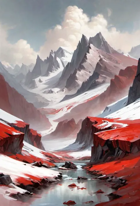 masterpiece, best quality, <lora:redice-concept-richy-v1_1:1> redice, red glacier, mountain, red theme