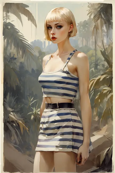 masterpiece, best quality, 1girl, <lora:kwFemale_Beta40-SDXL_v1:1>,
Concept art, (a crowd of busty young blonde woman:1.1) , wearing Striped dress and sneakers, The Striped dress and sneakers rolled up sleeves, Caramel hair styled as Buzz cut with a fade, jungle in background, Pastel Goth Art, stylized by Tran Nguyen, Raphael Soyer and László Moholy-Nagy