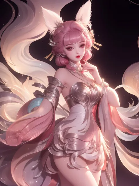 WZRYdajiJW,1girl, mature female, looking at viewer, cityscape, night, standing, dress,animal ears, hair ornament, makeup, <lora:WZRYdajiJW_20230809180707-000016:0.75>,