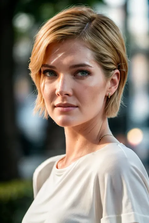 photoshoot of emmar1 , (blonde hair), (pixie cut), , detailed skin texture, (blush:0.2), (goosebumps:0.3), (light blue dress), subsurface scattering, Photorealistic, Hyperrealistic, Hyperdetailed, analog style, hip cocked, demure, detailed skin, matte skin, soft lighting, subsurface scattering, realistic, heavy shadow, masterpiece, best quality, ultra realistic, 8k, golden ratio, Intricate, High Detail, film photography, soft focus