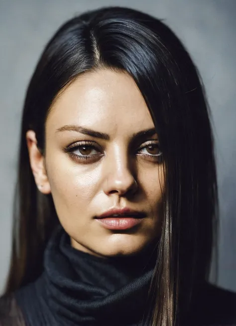 A stunning intricate full color portrait of (sks woman:1), wearing a black turtleneck, epic character composition, by ilya kuvshinov, alessio albi, nina masic, sharp focus, natural lighting, subsurface scattering, f2, 35mm, film grain, <lora:locon_milakunis_v1_from_v1_64_32:1.25>