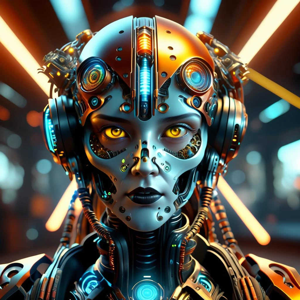 ((best quality)), ((masterpiece)), ((realistic,digital art)), (hyper detailed),DonMCyb3rN3cr0XL female Techno-Witch, octane rendering, raytracing, volumetric lighting, Backlit,Rim Lighting, 8K, HDR, <lora:DonMCyb3rN3cr0XL-000014:0.65>
