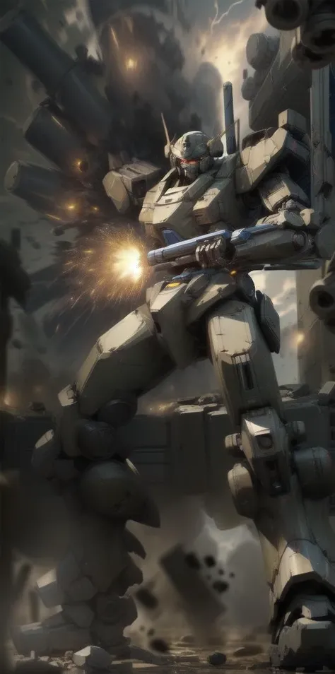 ((masterpiece)),(MRS:1.5), a (((heavy mech))) with massive and strong design, glowing eyes, full body, highly detailed,(heroic parts:0.5),(military parts:1.5), (dynamic pose:1.2),(highly detailed full armor:1.2), (battlefield:1.2), explosion, stray bullet,<lora:srd_v2_5:0.8>