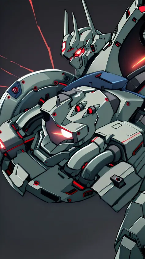 ((masterpiece)), MRS, heavy mech with massive and strong design, red glowing eye, highly detailed, heroic parts:0.5 , military parts, dynamic pose, highly detailed, full armor, <lora:srd_v2_5:0.8>, <lora:JdotKdot:1.0>, v-fin