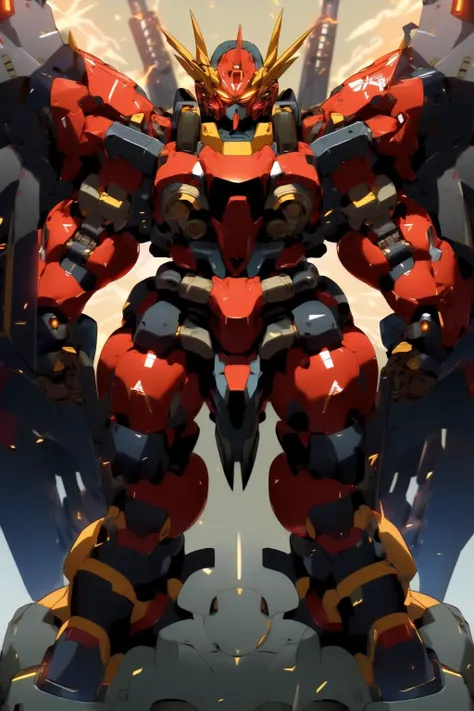 ((masterpiece)),(HRS:1.5), a (((mecha))) with sleek and menacing design, glowing eyes, full body, (huger body:1.5), (massive proportions:1.5), highly detailed, (heroic parts), (military parts), mechanical parts, robot joints, holding weapons, <lora:srd_v3_5d:0.8>