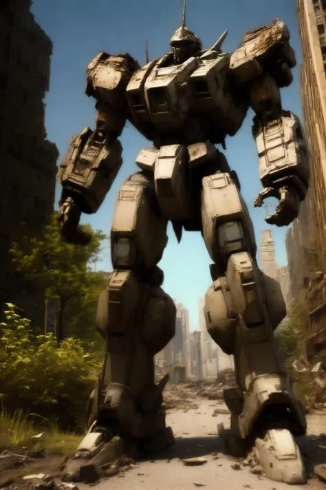 (masterpiece:1.3), best quality:1.4, detailed unity 8k wallpaper, highres, absurdres:1.2, depth of field:1.3, perfect lighting, cinematic shadows, highly detailed background, BREAK
(super_perfect_good anatomy head face five_fingers limbs arms hands legs:1.3), slender:1.3, Standing in honor, looking at viewer, from below, (tolerance around subject), BREAK
(super_beautiful_detailed 1robot body face proportion joint ROBOTANIMESTYLE), SRS:1.5, (no humans, large size robot), <lora:srd_v3_5d:0.8>, full body, ruined city, Nature grows in a city that was abandoned thousands of years ago, silence, sunlight, action, cinematic, beautiful figure