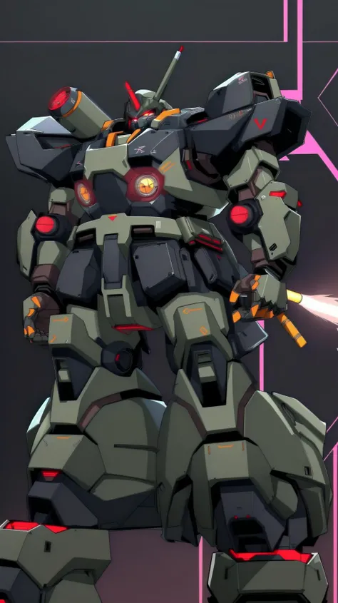 ((masterpiece)), MRS, heavy mech with massive and strong design, red glowing eye, highly detailed, heroic parts:0.5 , military parts, dynamic pose, highly detailed, full armor, <lora:srd_v2_5:0.8>,  <lora:JdotKdot:1.0>, v-fin,