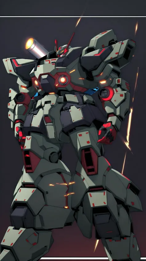 ((masterpiece)), MRS, heavy mech with massive and strong design, red glowing eye, highly detailed, heroic parts:0.5 , military parts, dynamic pose, highly detailed, full armor, <lora:srd_v2_5:0.8>, <lora:JdotKdot:1.0>, v-fin,