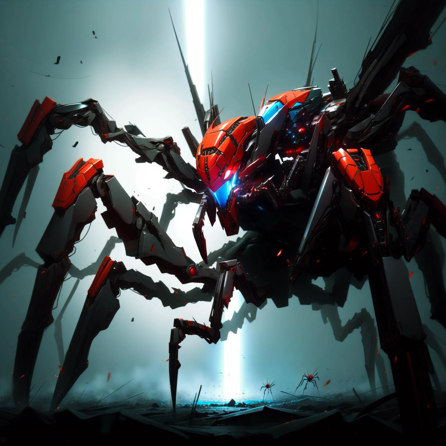 arachnophobiaAI, RRS spider mech <lora:ArachnoPhobiaAI:0.8> <lora:srd_v1_5:1>