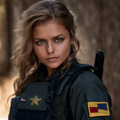 julia_yaroshenko, <lora:JuliaYaroshenkoXL:1>,ukrainian soldier, ukrainian military uniform, ukrainian military infantry, ukrainian airforce, black shirt, black pants, army boots, ((perfect eyes, detailed eyes,realistic eyes)), ((sharp face, detailed face, realistic face, naturtal skin, realistic skin, detailed skin, pores)), (masterpiece, best quality, ultra-detailed, best shadow), high contrast, (best illumination), ((cinematic light)), colorful, hyper detail, dramatic light, intricate details, (1 girl, solo) , ultra detailed artistic photography, dreamy, backlit, shadows, ultra high definition, 8k, ultra sharp focus, ultra high quality model, soft lighting, film photography, analogue photography, hyperrealism,
