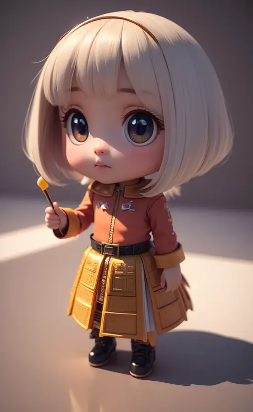 sophisticated mechanical parts,3 D toys bubble ,a white hairs girl in the center,chibi,kawaii,bauhaus,colorful,plastic,product design,glowing jelly,Global Illumination,awesome Lighting,3 D,digital art,close-up.3 d,super detailed,no boundary line,C4D,octane rendering,Blender,HD,full body,simple background