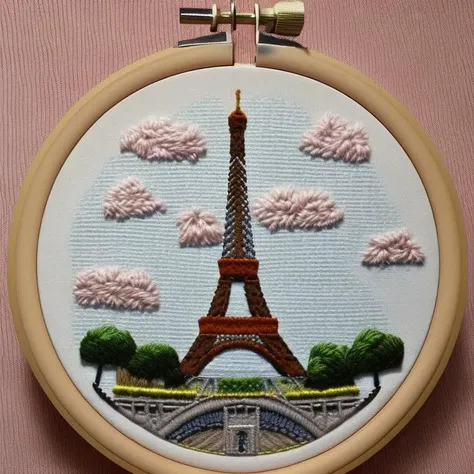 france city, eiffel tower, embroidery by embarg