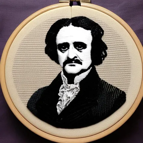 edgar alan poe, embroidery by embarg