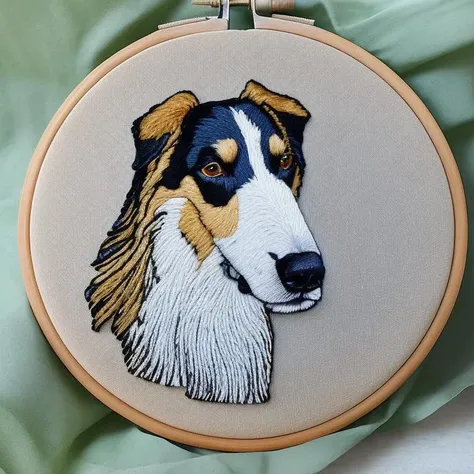 borzoi dog with long snout embroidery by embarg