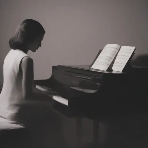 <lora:SDXL_Man_Ray_Style_Sa_May_V4:1> a woman play piano