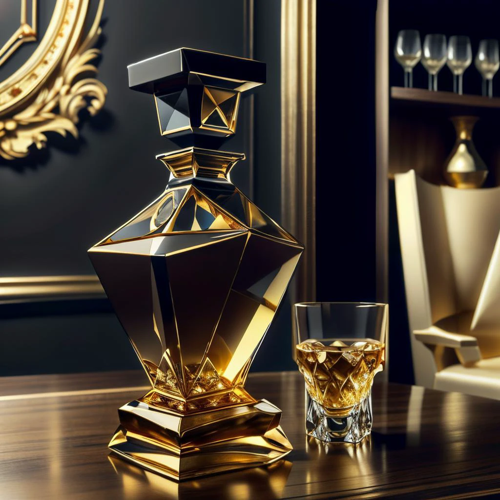 masterpiece, luxtech, baccarat crystal decanter, luxurious, amazing details, best quality, <lora:LuxTech:1>