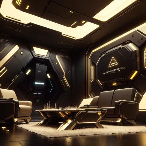 <lora:LuxTech-20:0.8>,luxtech ,scifi, luxurious, gold, cyberpunk,
(living room :1.1), holographic interface,