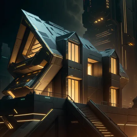 <lora:LuxTech-20:0.8>,luxtech ,scifi, luxurious, cyberpunk, gold,
house on a hill