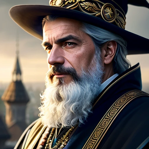 modelshoot style, (extremely detailed CG unity 8k wallpaper), full shot body photo of the most beautiful artwork in the world, wizard,professional majestic oil painting, Antonio Moro, trending on ArtStation, trending on CGSociety, Intricate, High Detail, Sharp focus, sharp image,dramatic, photorealistic painting art by midjourney and greg rutkowski