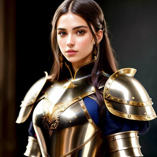 modelshoot style, (extremely detailed CG unity 8k wallpaper), full shot body photo of the most beautiful artwork in the world, medieval armor, latin girl,professional majestic oil painting, Antonio Moro, trending on ArtStation, trending on CGSociety, Intricate, High Detail, Sharp focus, sharp image,dramatic, photorealistic painting art by midjourney and greg rutkowski