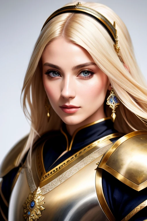 modelshoot style, (extremely detailed CG unity 8k wallpaper), full shot body photo of the most beautiful artwork in the world, medieval armor, blonde,professional majestic oil painting, Antonio Moro, trending on ArtStation, trending on CGSociety, Intricate, High Detail, Sharp focus, sharp image,dramatic, photorealistic painting art by midjourney and greg rutkowski