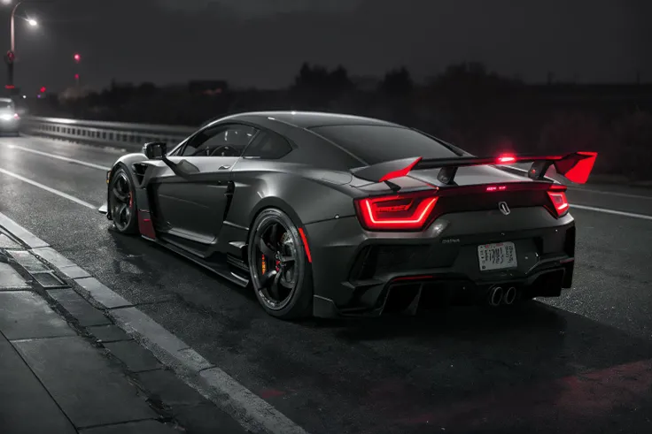 Best quality, masterpiece, ultra high res, (photorealistic:1.4), raw photo,Exciting road racing with flashing red taillights,night,black supercar,fix<lora:Color Separation_B_1.1:1>