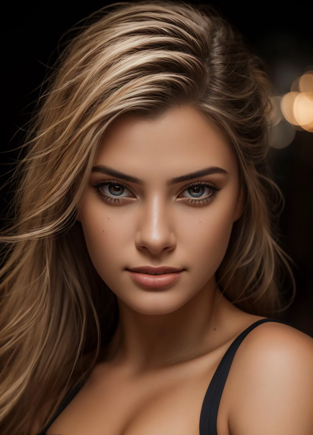 <lora:4lissaviolet:1> 4lissaviolet,, professional head shot, perfect eyes, highly detailed beautiful expressive eyes, detailed eyes, glamorous hair, perfection gorgeous smile, light makeup, wearing strapless spandex sports bra, cleavage, good atmosphere. large depth of field, deep depth of field, , (8k, RAW photo, best quality, depth of field, ultra high res:1.2), intricate, photorealistic, masterpiece, ultra-detailed), crisp, vivid lighting