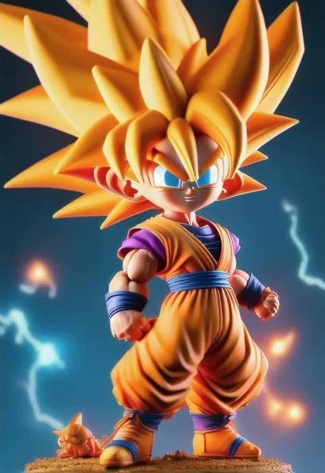 <niji-se-3d>, super saiyan goku, Dragon Ball front view, full body, best quality