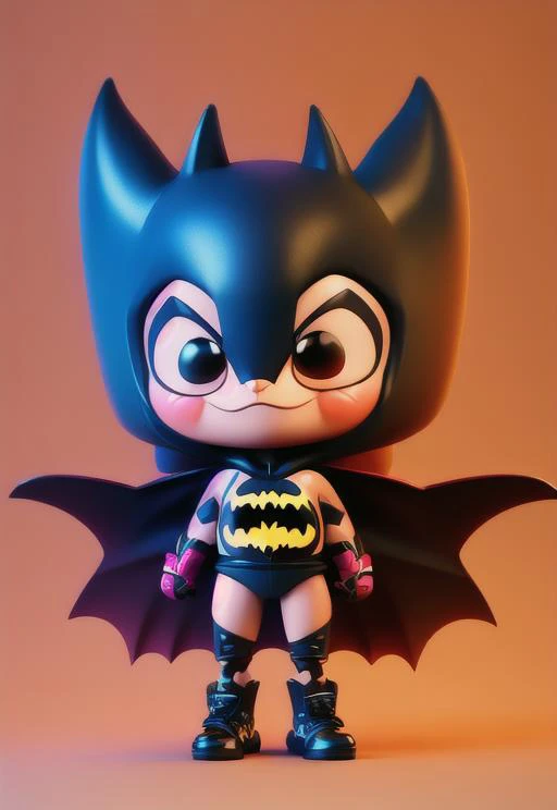 <niji-se-3d>, batman, cute, night, front view