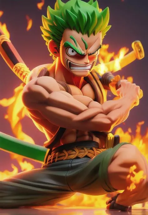 <niji-se-3d>, Roronoa Zoro, One Piece , front view