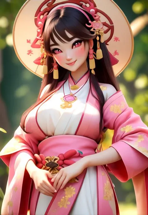 <niji-se-3d>, best quality, masterpiece, highres, 1girl,blush,(seductive smile:0.8),star-shaped pupils,china hanfu,hair ornament,necklace, jewelry,Beautiful face,upon_body, Chinese style