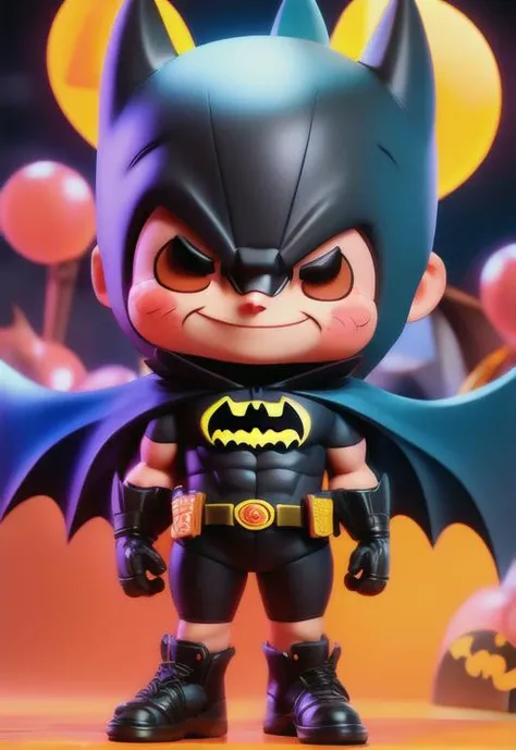 <niji-se-3d>, batman, cute, night, front view