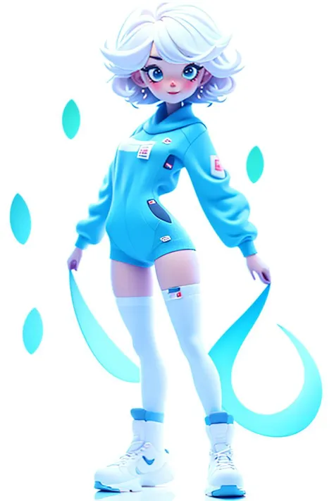 (((white background))),green AND blue clothes,masterpiece, best quality, 1girl, (short hair:1.5),science fiction, solo, standing, simple background ,3DMM,<lora:nijiMecha:0.3>, <lora:3DMM_V10:1>