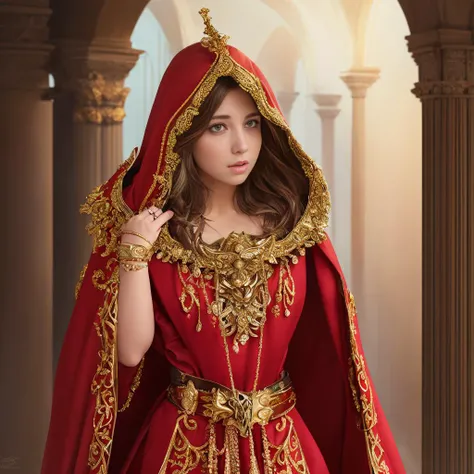 Masterwork Painting, Magnum Opus,
<lora:EricaCampbell-Shurik_RealPersonTraining_4LV2:0.75> ericacampbell, 1girl, embarrassed, shocked, blushing, looking at viewer,
<lora:FantasyRobes-11:0.6> fanro , ornate robe, hood, red, gold, cape, decorated belt, intricate jewelry,
highres, 8k, uhd, High Dynamic Range, tonemapping, crisp details, intricate details, fine details