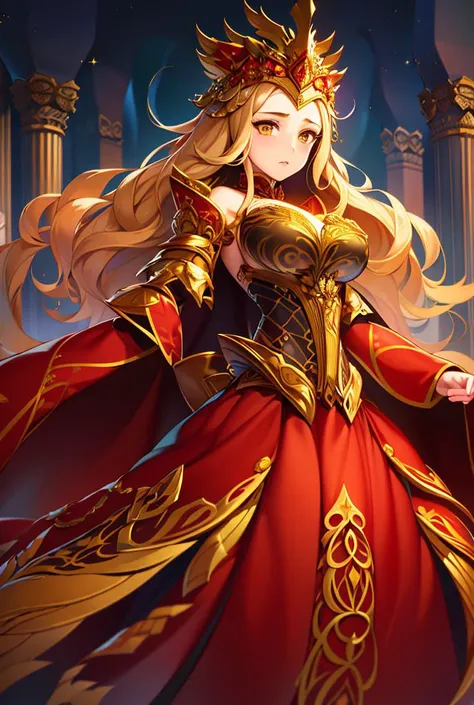 Masterwork Painting, Magnum Opus, 
 <lora:EricaCampbell-Shurik_RealPersonTraining_4LV2:0.75> ericacampbell, 1girl, embarrassed, commanding, regal, looking at viewer,
 <lora:FantasyRobes-11:0.6> fanro , ornate dress, hood, red, gold, cape, decorated belt, intricate jewelry, 
 <lora:ThroneRoom:0.75> throneroom, large throne, chandelier, stage, light,
  highres, 8k, uhd, High Dynamic Range, tonemapping, crisp details,  intricate details, fine details