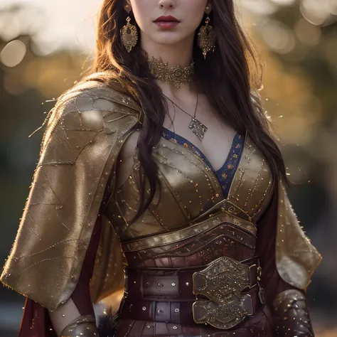 (masterpiece:1.2), (best quality,:1.2), 8k, HDR, ultra detailed, ((photorealistic)), professional light, cinematic lighting, fashion photography, ambient lighting, <lora:detail_slider_v4:2>, a beautiful woman, earrings, dark makeup, choker, cowboy shot, as radiant norse queen, wearing intricate and elaborate light robes, belt, high collar, feathers, FanRo, <lora:FantasyRobes-10:0.7>, ((perfect hands)), epiCPhoto