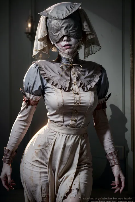 ((ultra detailed, masterpiece, absurdres))
<lora:BGNNurse:0.8>
BGNNurse,1girl,grey skin, covered eyes, pale skin, bruises, veil, as the cover model for a fashion magazine, fierce pose, wearing a bold and edgy outfit