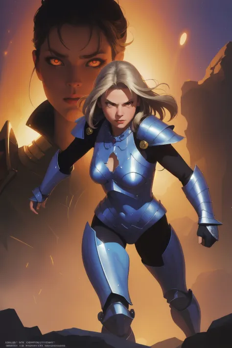 concept art of 1girl fighting , bulky silver armor, glowing eyes, jewels , reflective,
fantasy,
absurdres, best quality,
(realistic, painting by Richard Corben, Rob Liefeld :1)