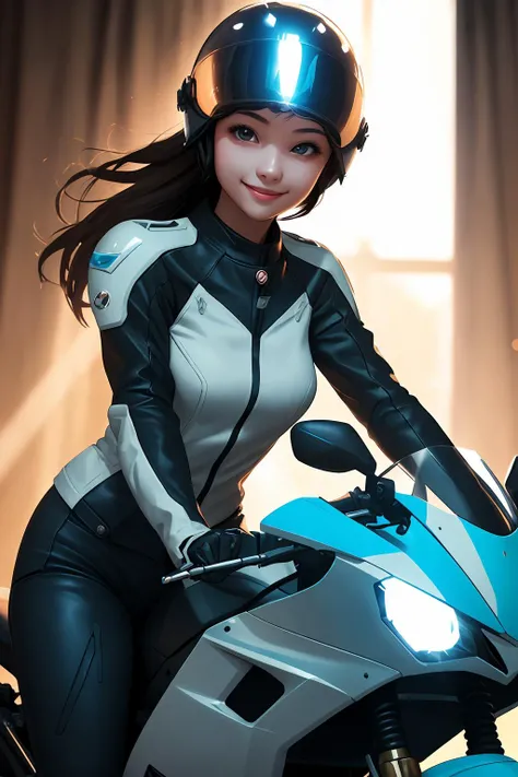 1girl, young, smile, rays of light
helmet,
motorcycle
crystal
sunlight
(masterpiece:1.2) (best quality) (dramatic lighting,) (sharp focus)