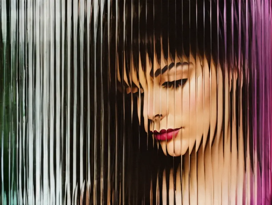 <lora:optical_yiu_v12:0.8>, (close-up:1.3), ribbed glass, portrait of (woman face:1.2), in (colorful dress:1.2)