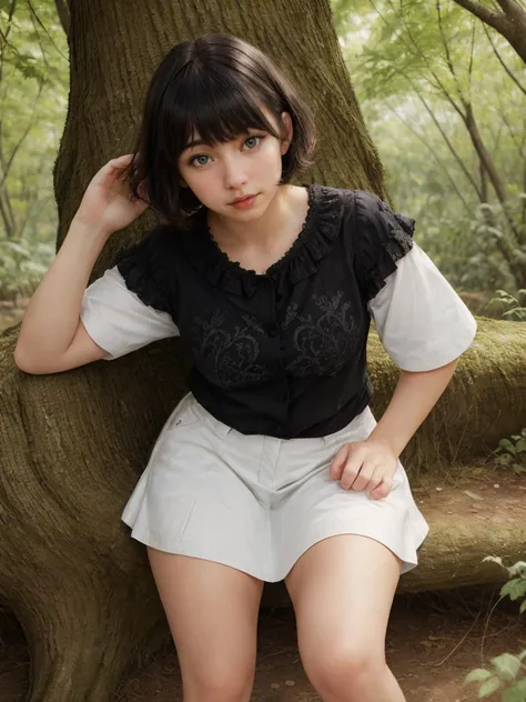1girl, bob cut, bangs, black hair, frilled shirt, grey eyes, floral print, outdoors, backyard, tree house
masterpiece, best quality, intricate detail <lora:skin_slider_v1:0.5> <lora:skinny_new_skin:0.5> detailed skin, <lora:breastsizeslideroffset:0.8>