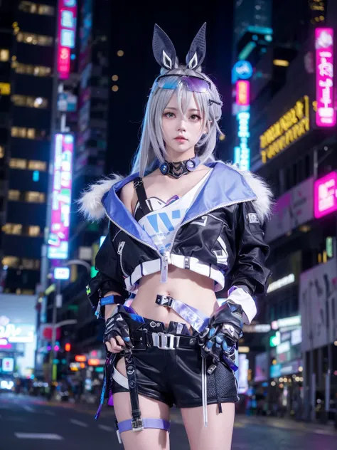 The streets of the city of the future,The background is a dense collection of skyscrapers and neon lights,cyber punk style